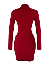 Limited Edition Red Fitted Flexible Mini Knitted Dress - 6