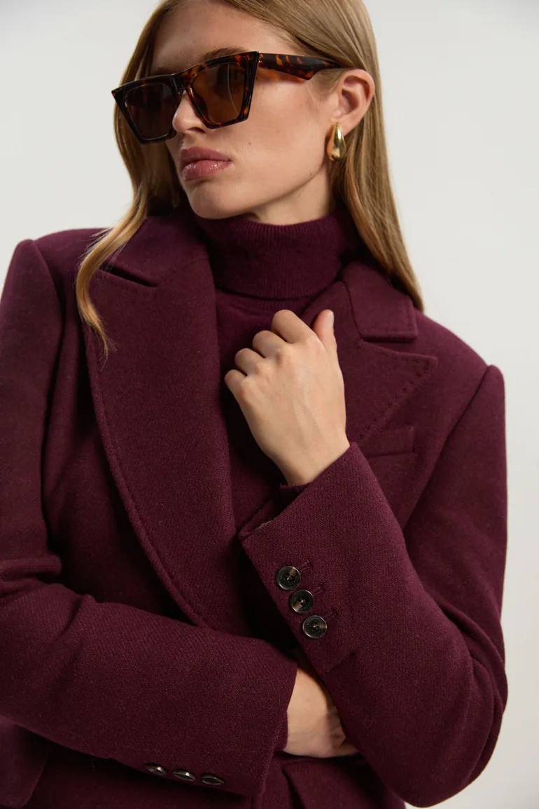 Wool Blend Tailored Fitted Maxi Coat - 1