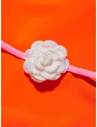 Girls Ruffled Crochet Flower Pina Swimsuit in Orange - 3