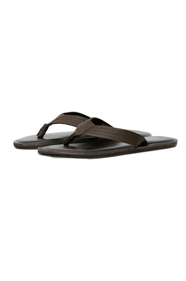 Jack And Jones Mens Washton Leather Flip Flops - Brown Stone