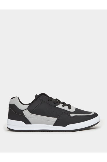 Men Black Color Block Lace-Up Sneakers