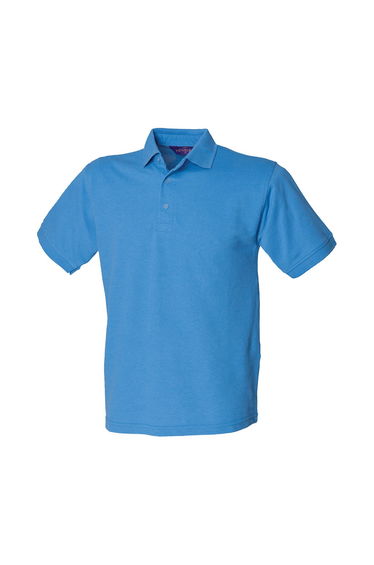 Henbury Mens Polycotton Heavy Polo Shirt - Mid Blue