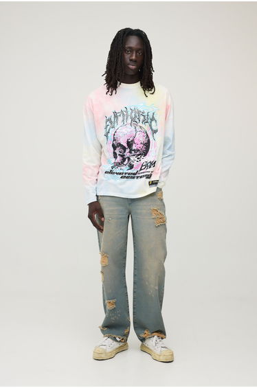 Tinted Laddered Relaxed Fit Jeans - stonewash