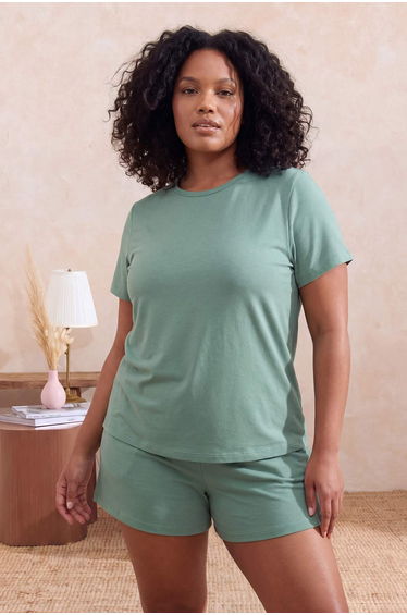 Mint Soft Button Knitted Plus Size Pajama Set