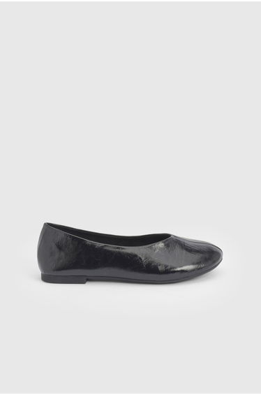 Faith: Bonnie Faux Patent Leather Seam Detail Ballet Pumps