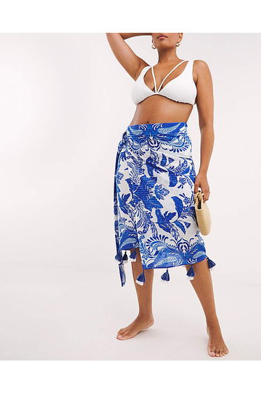 Border Print Pom Sarong