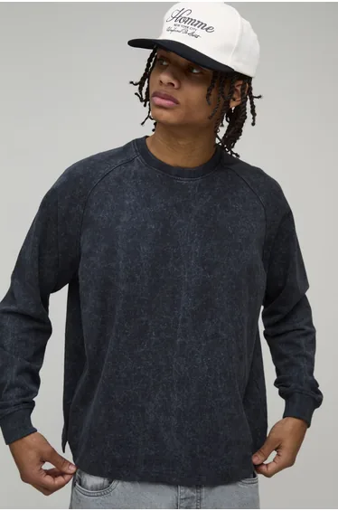 تيشيرت بوهو مان رمادي بأكمام طويلة