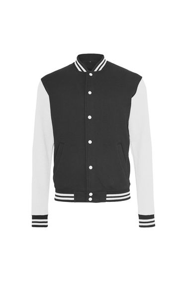 Mens Sweat College Jacket - Black/White