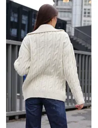 Hair Braid Cardigan - Ecru - 3