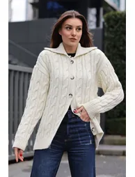 Hair Braid Cardigan - Ecru