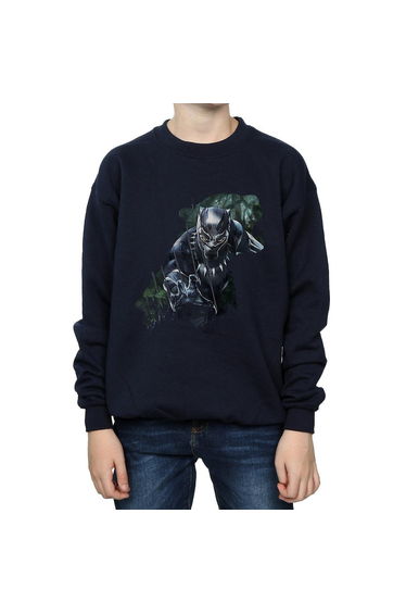 Black Panther Boys Wild Silhouette Cotton Sweatshirt - Black