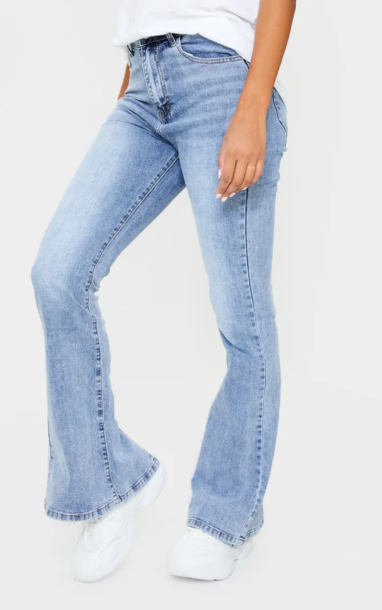 Vintage Wash Seam Back Split Hem Wide Leg Flares - 1