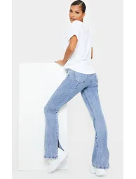 Vintage Wash Seam Back Split Hem Wide Leg Flares