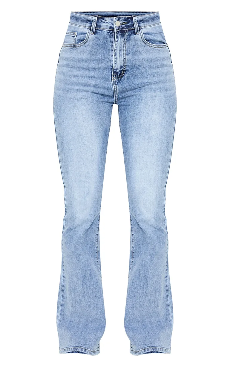 Vintage Wash Seam Back Split Hem Wide Leg Flares - 4