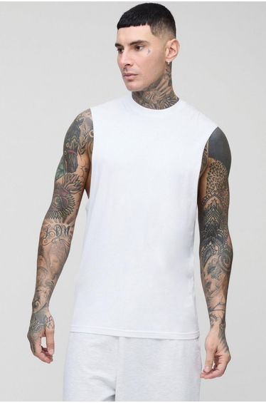 Tall Basic Drop Armhole Tank - white