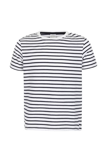 Skinni Minni Childrens/Kids Striped T-Shirt - White/Oxford Navy