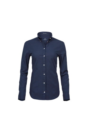 Tee Jays Womens/Ladies Perfect Long Sleeve Oxford Shirt - Navy