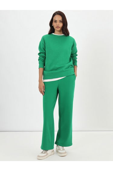 Bright Green Crew Neck Fleece Sweatshirt