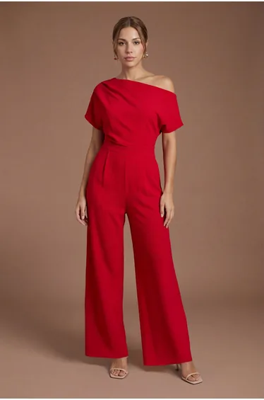 Petite Pleat Off The Shoulder Jumpsuit