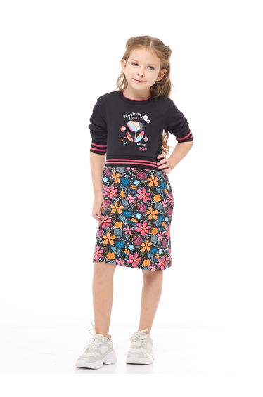 Girls Sequined Floral Print Casual Dress