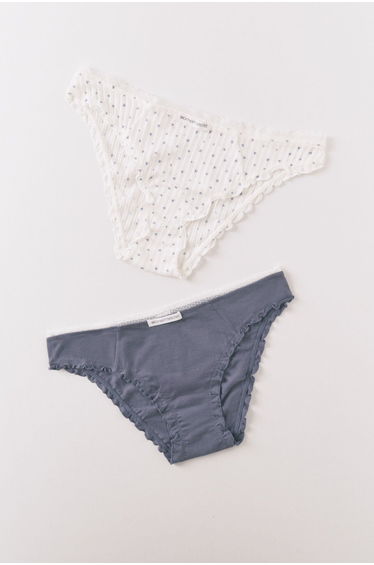 Blue and white print cotton classic 2-pack panties