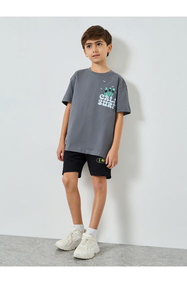 Boys Grey Graphic Print T-Shirt