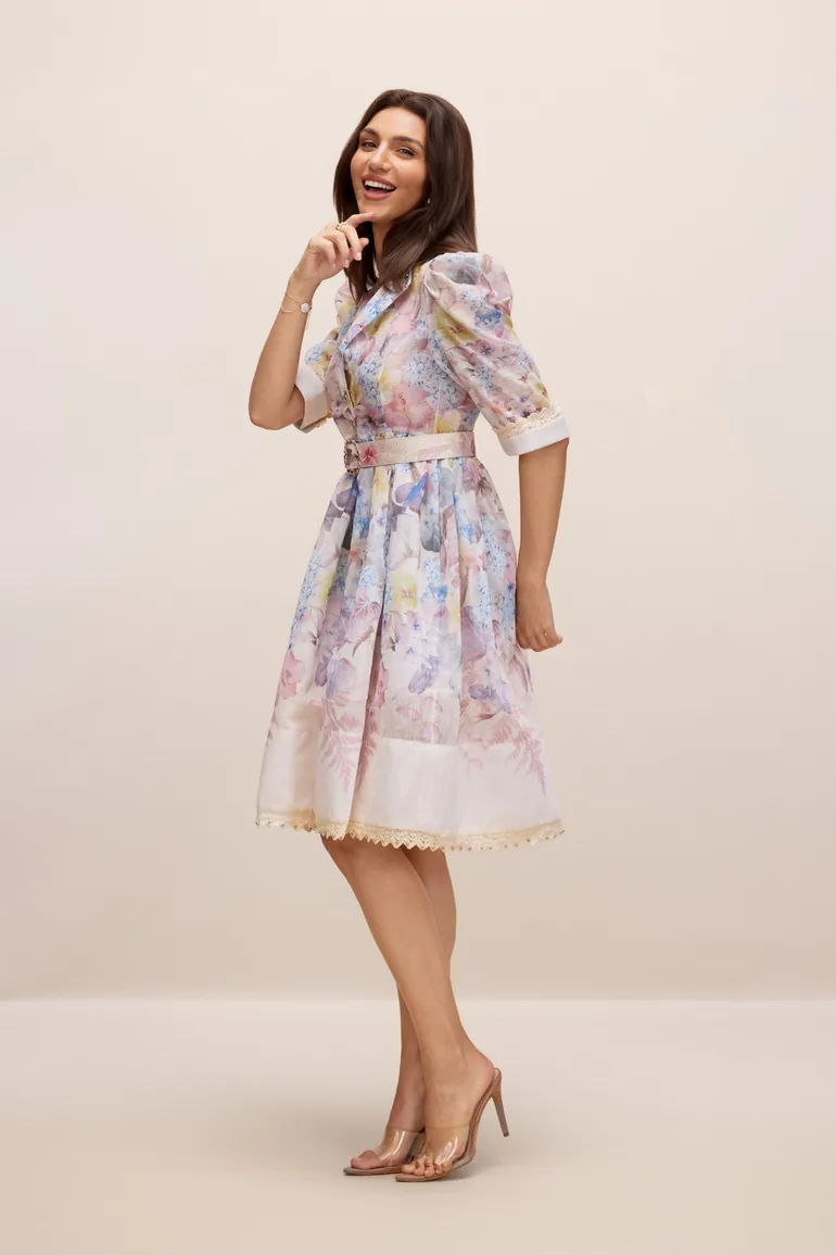 Peggy Floral Print Short Sleeve Mini Dress - 5