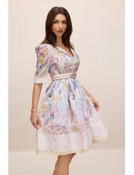 Peggy Floral Print Short Sleeve Mini Dress - 7