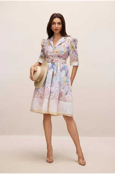 Peggy Floral Print Short Sleeve Mini Dress