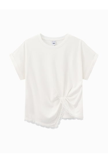 Women's Twist Detail Lace Trim Top