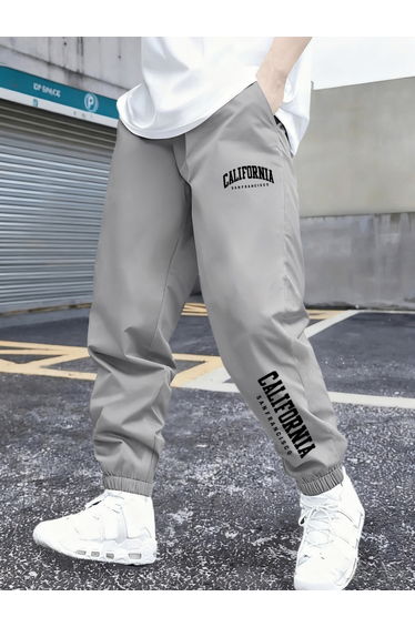 Boys Grey California Slogan Tapered Track Pants