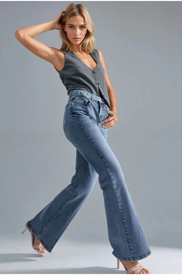 SQUALO High Waist Flare Jeans