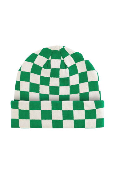 Beechfield Unisex Adult Checkerboard Beanie - Kelly Green/Off White