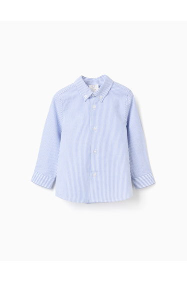 Striped Oxford Shirt for Baby Boys, White/Blue
