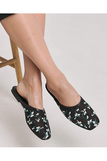 Embroidered Detail Mule Wide