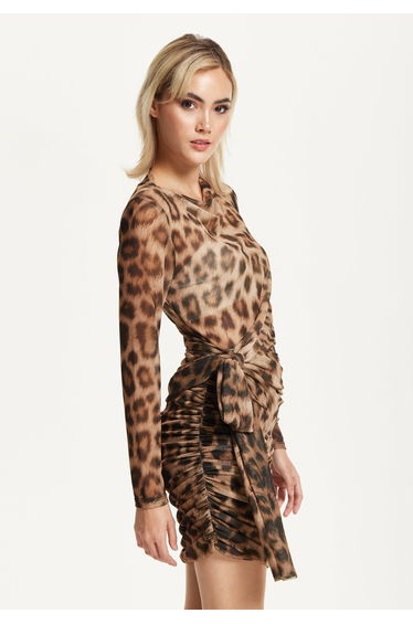 Leopard Print Ruched Mini Dress product thumbnail 3