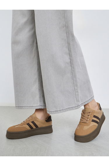 Women Beige Platform Sneakers