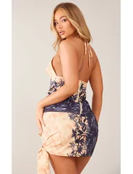 Stone Print Woven Longline Halterneck Top - 1