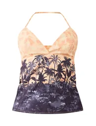 Stone Print Woven Longline Halterneck Top - 4