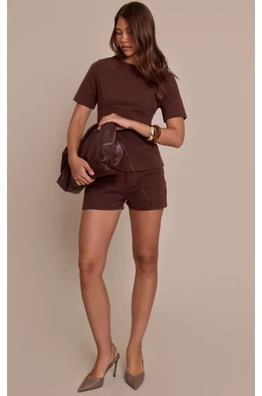Chocolate High Waist Denim Shorts