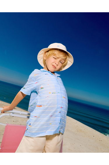 Cotton shirt with print Carolina Celas x Zippy for boys, light blue