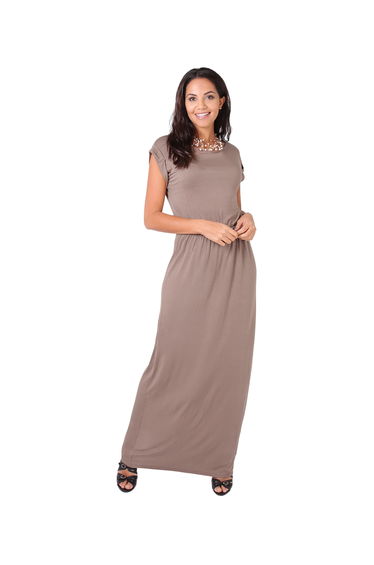 Turn Up Sleeve Jersey Maxi Dress