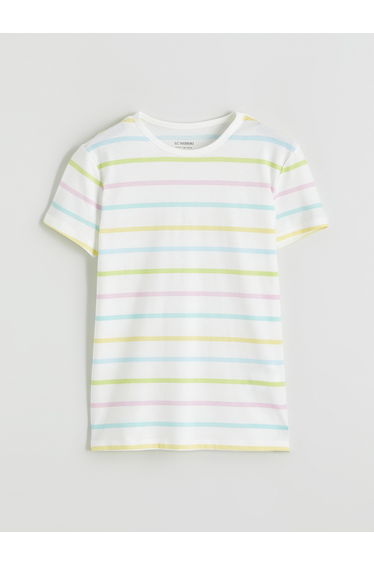 Striped crew-neck T-shirt for girls