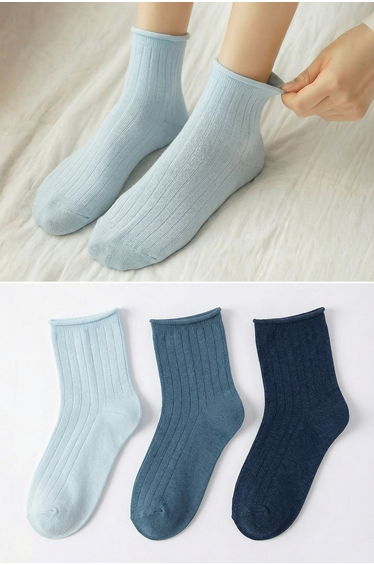 3-Pack Multi Color Cotton Knitted Socket Socks