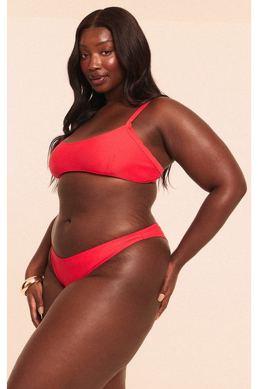 Plus Red Boomerang Tanga Bikini Bottoms