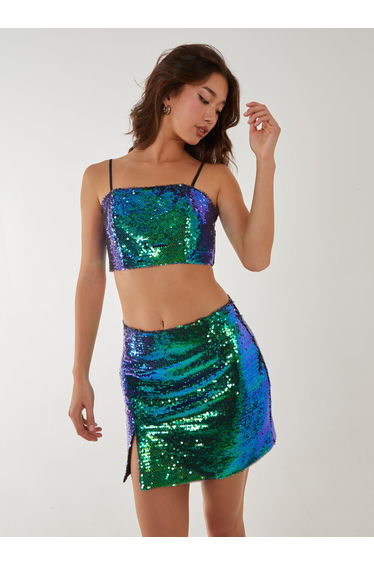 Pink Vanilla Green Sequin Bralette