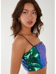 Pink Vanilla Green Sequin Bralette - 1