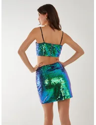 Pink Vanilla Green Sequin Bralette - 3