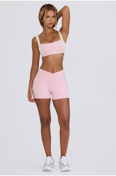Ruched Mini Shorts in Pale Pink Marl