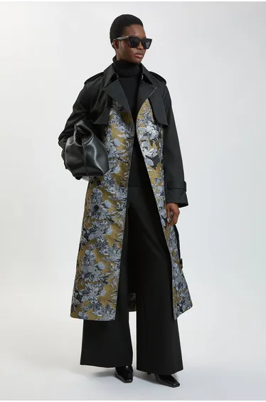 Jacquard Mix Trench Coat
